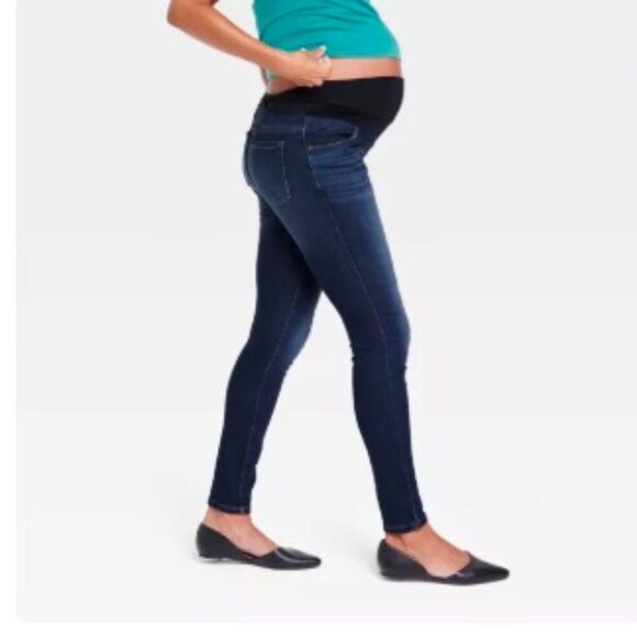 Over The Belly Dark Wash Skinny Maternity Jeans, Size: 0/25R - Picture 1 of 11